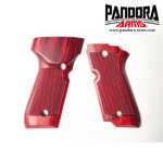 PANDORA ARMS 木製グリップ 東京マルイ 電動ハンドガン M93R 用 チェッカー 樺材 レッド